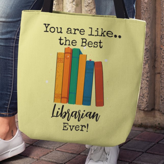 Bästa bibliotekarie någonsin tygkasse (You are like the Best Librarian ever. Customize the name tote bag)