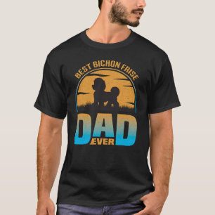 Bästa bichon Frise Pappa Vintage Retro Hund Pappa T Shirt