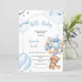 BÄSTA BLÅ,BROTT OCH BÄRA HEJ BABY BABYSHOWER INBJUDNINGAR