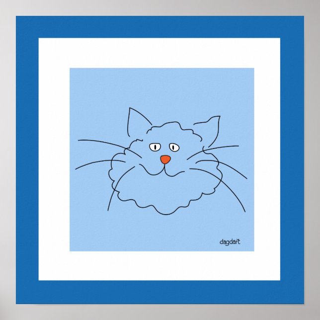 Bästa blå katt 16x16 affischtryck poster (Framsidan)