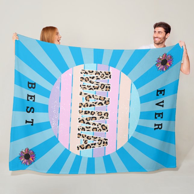 Bästa Blommigt för blå Mamma-anpassning Fleecefilt (På plats)