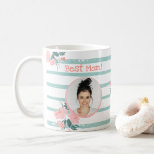 Bästa Blommigt-ranskat Rosa-turkos-foto i Mamma Kaffemugg