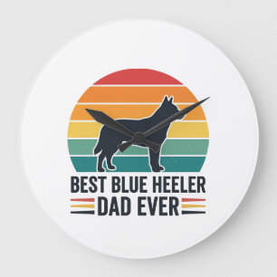 Bästa Blue Heeler Pappa Någonsin Vintage Hund Papp Stor Klocka
