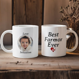 Bästa bonde någonsin - Personlig Photo Yule Heart Jumbo Mugg