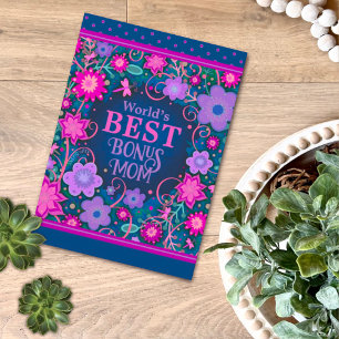 Bästa Bonus Mamma Blommigt Söt Unik Mor dag Kort