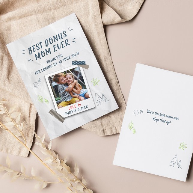 Bästa Bonus-Mamma Mors Dag Styvmoder Anpassad Foto Julkort (Skapare uppladdad)