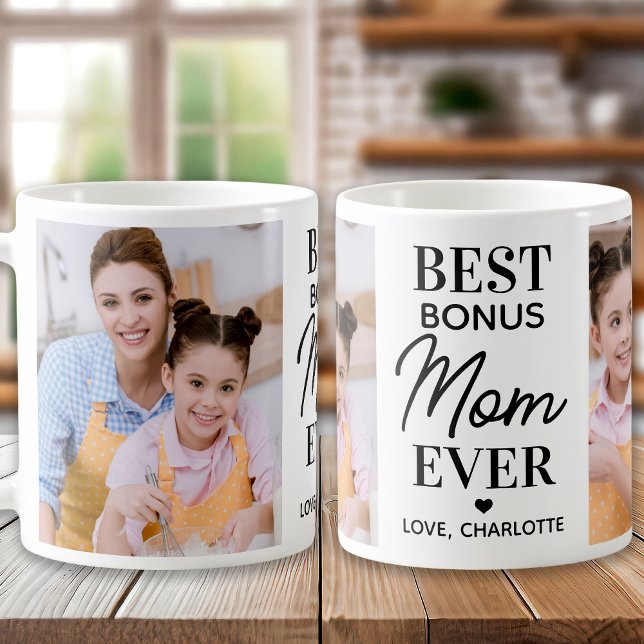 Bästa BONUS MAMMA någonsin Anpassningsbar 2 Photo  Kaffemugg (Skapare uppladdad)