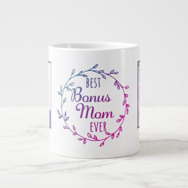 Bästa Bonus Mamma någonsin Fotomall Stepmamma Jumbo Mugg (Framsidan)