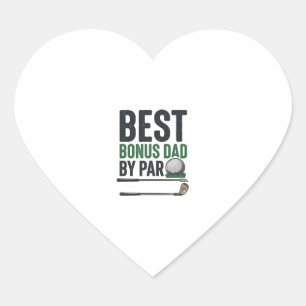 Bästa Bonus Pappa av Par Golf Tröja Design_1 Hjärtformat Klistermärke