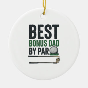 Bästa Bonus Pappa av Par Golf Tröja Design_1 Julgransprydnad Keramik