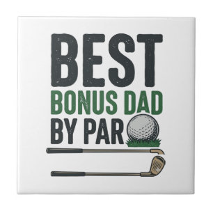 Bästa Bonus Pappa av Par Golf Tröja Design_1 Kakelplatta