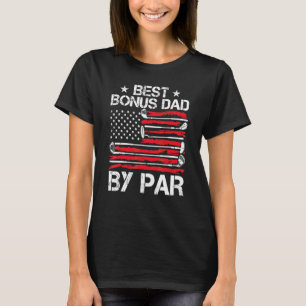 Bästa Bonus Pappa Genom Par Golf Amerikansk Flagga T Shirt