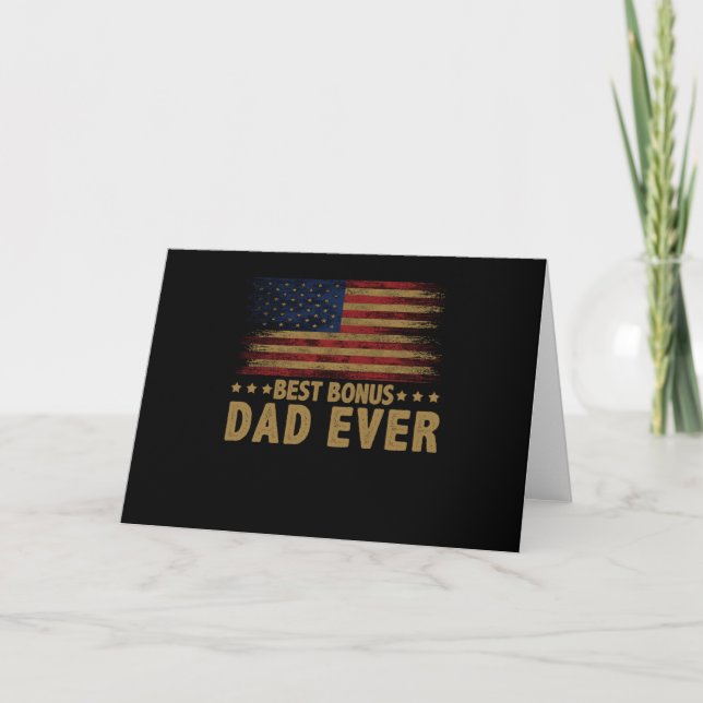 Bästa Bonus Pappa någonsin för Stepdad American Fl Kort (Framsida)