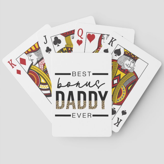 Bästa Bonus pappa någonsin Leopard Typography Casinokort (Baksidan)