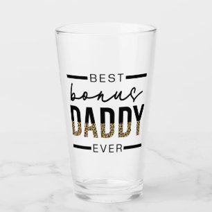 Bästa Bonus pappa någonsin Leopard Typography Glaskopp