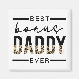 Bästa Bonus pappa någonsin Leopard Typography Magnet