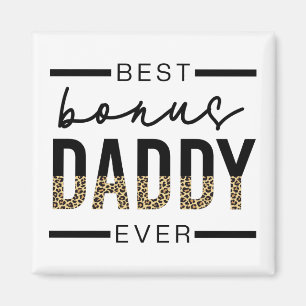 Bästa Bonus pappa någonsin Leopard Typography Magnet