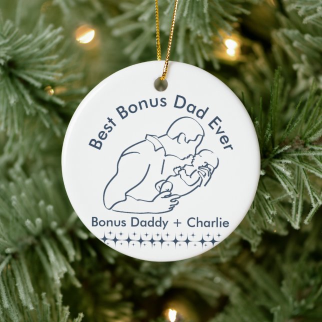 Bästa Bonus Pappa någonsin, steg Far nyfödd bebis  Julgransprydnad Keramik (Träd)