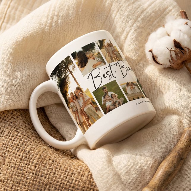 Bästa bonuspappa 10 fotokollage minnessaker kaffemugg (Skapare uppladdad)