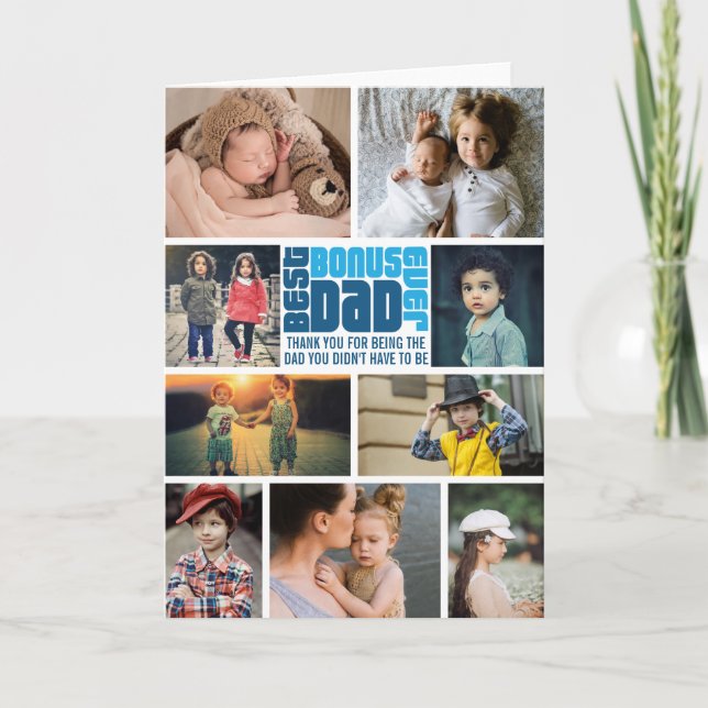 Bästa bonuspappa någonsin Foto Collage Fars dag   Kort (Framsida)