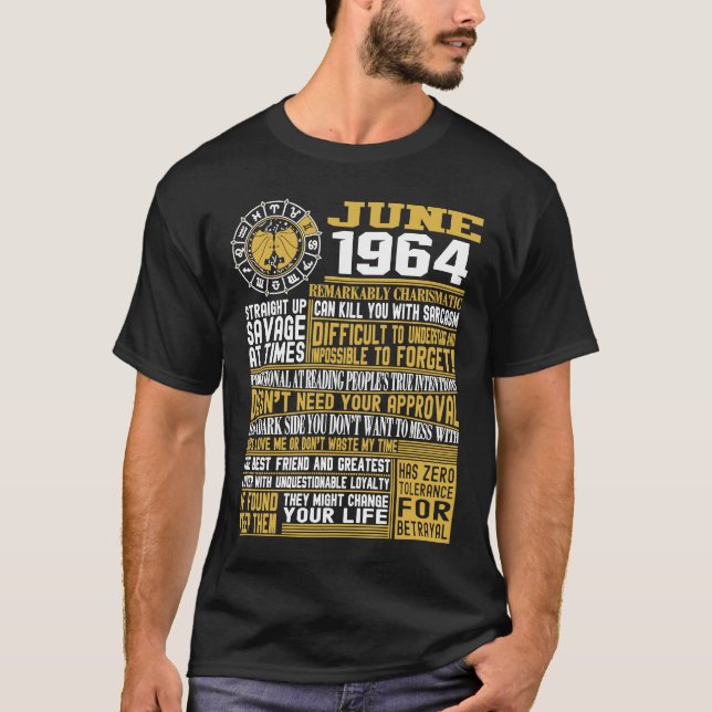 Bästa Born juni 1964 Gemini Zodiac skyltar 57 bir T Shirt (Framsida)