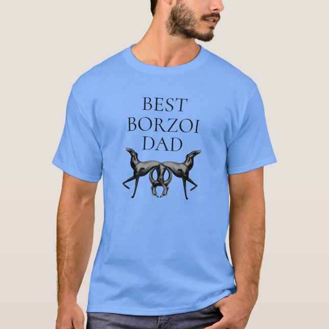 Bästa Borzoi Pappa T Shirt (Framsida)