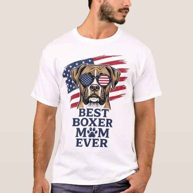 Bästa Boxer Mamma Någonsin Patriotisk Hund Tröja D (Framsida)