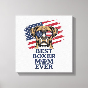 Bästa Boxer Mamma Någonsin Patriotisk Hund Tröja D Canvastryck