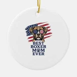 Bästa Boxer Mamma Någonsin Patriotisk Hund Tröja D Julgransprydnad Keramik