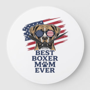 Bästa Boxer Mamma Någonsin Patriotisk Hund Tröja D Stor Klocka