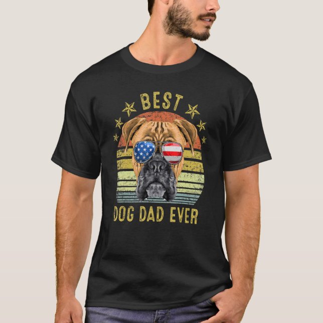 Bästa Boxer Pappa någonsin-Vintage-Hund T Shirt (Framsida)
