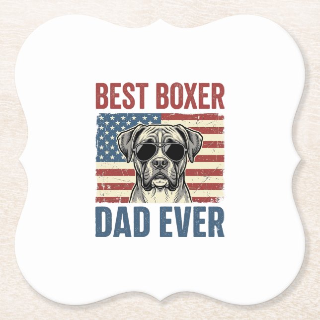 Bästa boxer pappa någonsin vintage hund underlägg papper (Framsida)