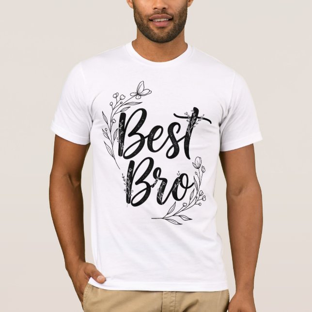 Bästa bror elegant blomster typografi  t shirt (Framsida)
