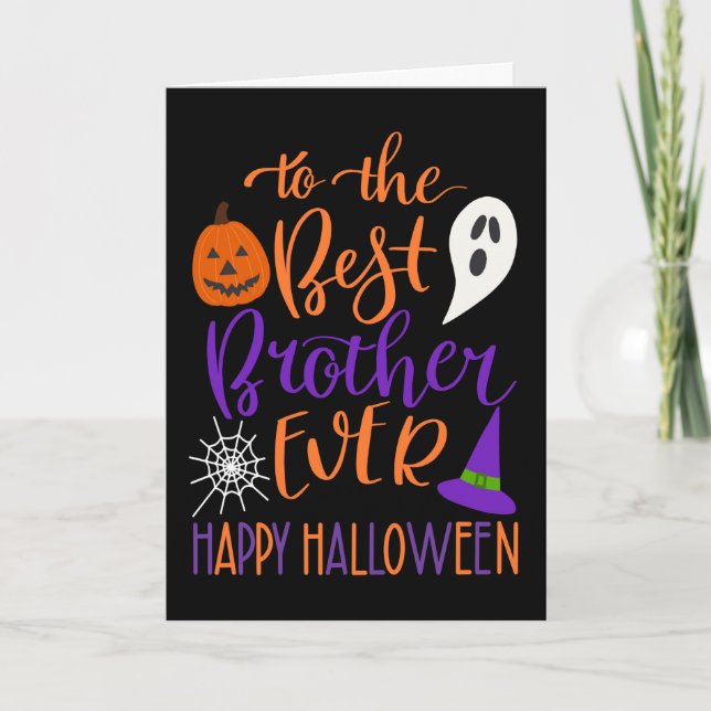 Bästa bror någonsin Halloween inom Orange och Lila Kort (Framsida)