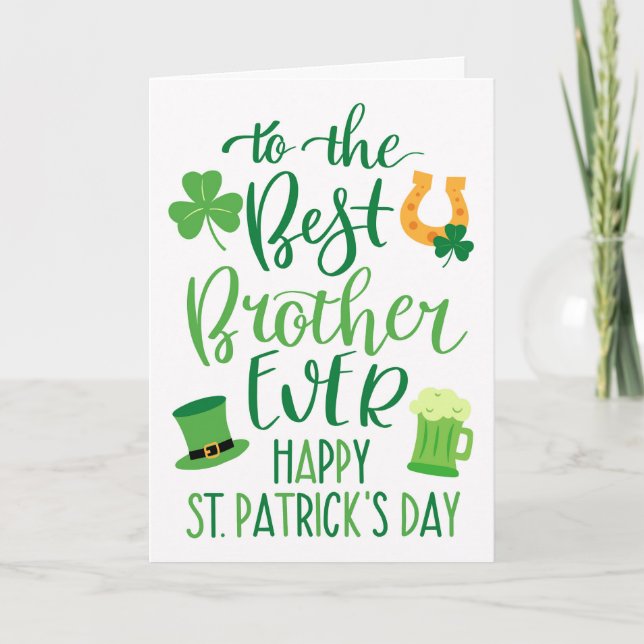 Bästa bror någonsin-St patrick's day-typografi Kort (Framsida)