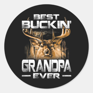 Bästa Buckin-farfar någonsin Shirt Hjort Hunting B Runt Klistermärke