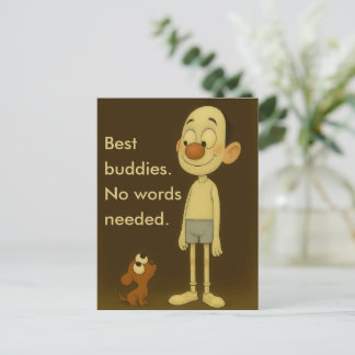 Bästa Buddies-Heartwarming Tecknad hund & Friend Vykort