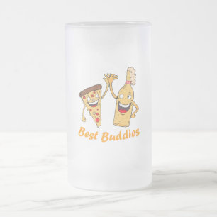 Bästa Buddies Pizza och Beer Frostat Ölglas
