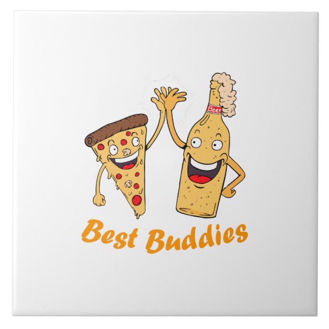 Bästa Buddies Pizza och Beer Kakelplatta (Framsidan)