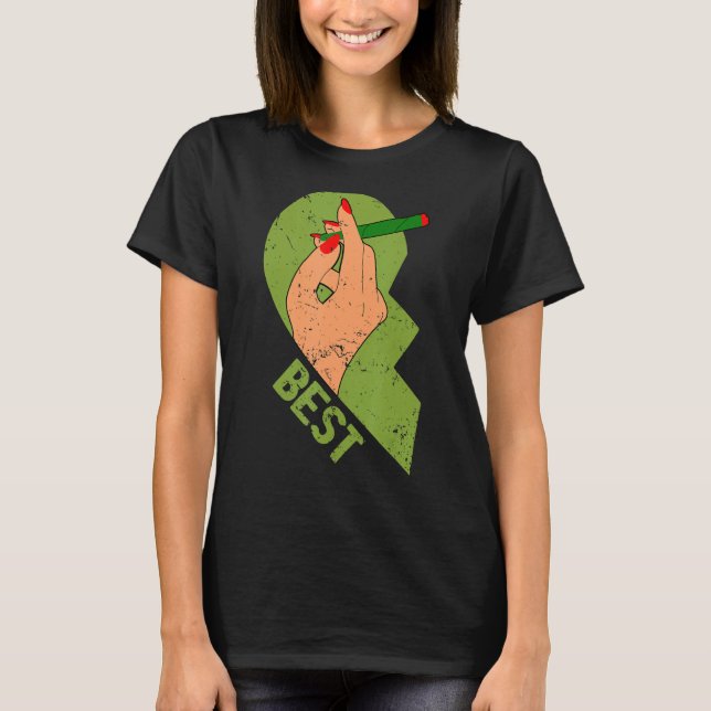 Bästa Buds Ogräs-funny Joint Stoner Friends Par T Shirt (Framsida)