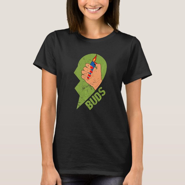 Bästa Buds Ogräs-funny Joint Stoner Friends Par T Shirt (Framsida)