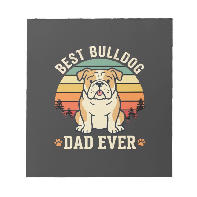 Bästa Bulldogpappa någonsin Retro Vector Anteckningsblock (Framsida)