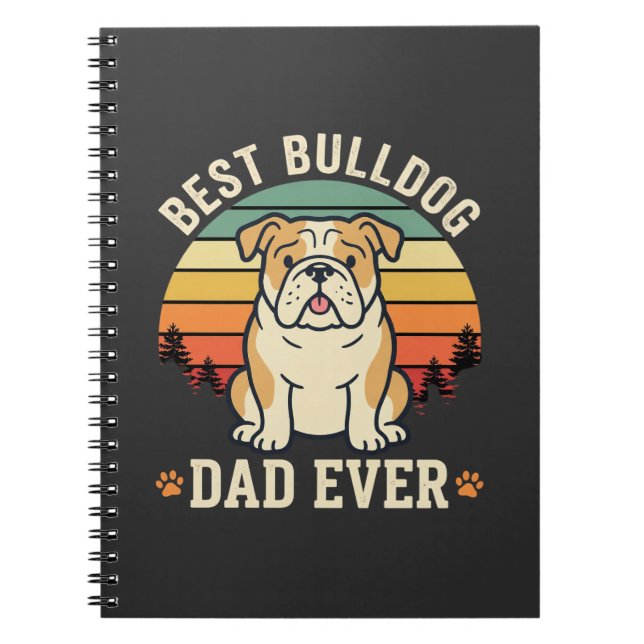 Bästa Bulldogpappa någonsin Retro Vector Anteckningsbok (Framsidan)