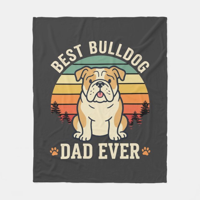 Bästa Bulldogpappa någonsin Retro Vector Fleecefilt (Framsidan)