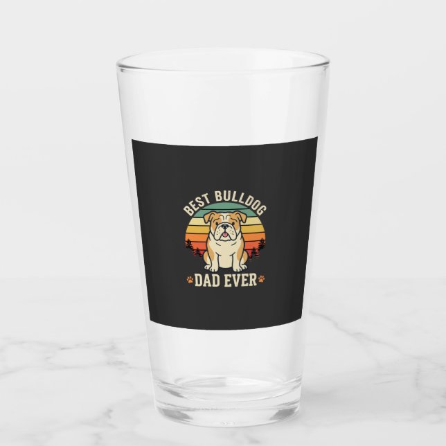 Bästa Bulldogpappa någonsin Retro Vector Glaskopp (Framsida)