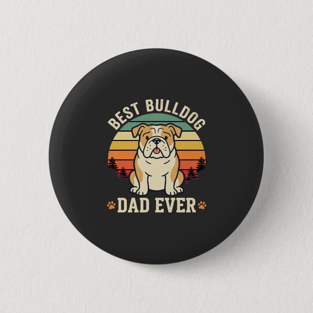 Bästa Bulldogpappa någonsin Retro Vector Knapp (Framsida)