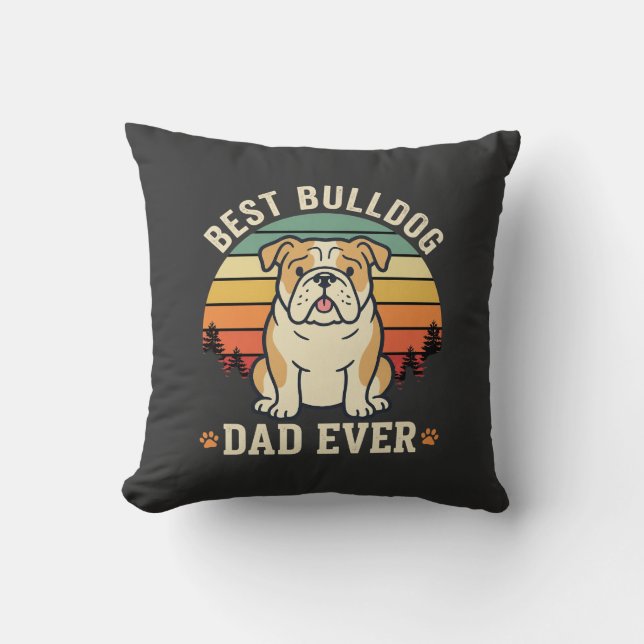 Bästa Bulldogpappa någonsin Retro Vector Kudde (Framsida)