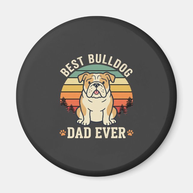 Bästa Bulldogpappa någonsin Retro Vector Magnet (Framsidan)