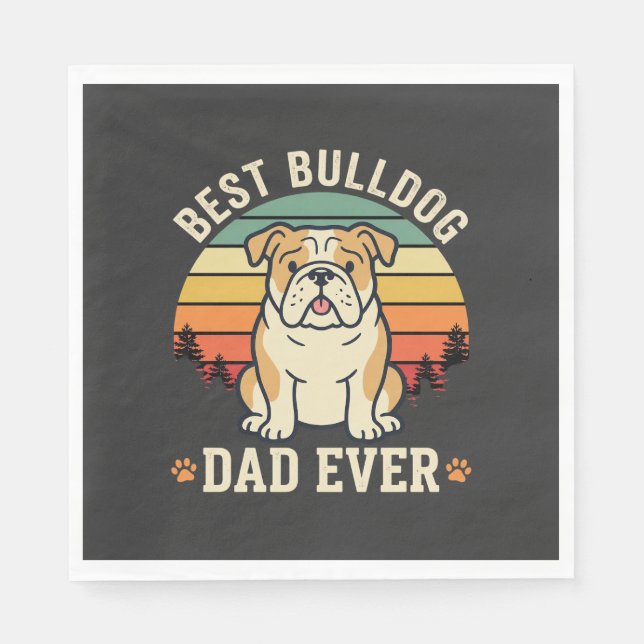 Bästa Bulldogpappa någonsin Retro Vector Pappersservett (Framsidan)
