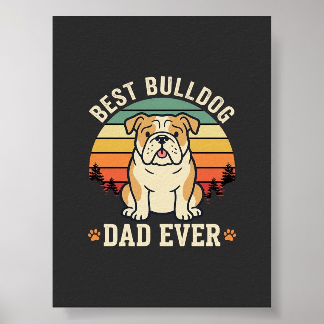 Bästa Bulldogpappa någonsin Retro Vector Poster (Framsidan)